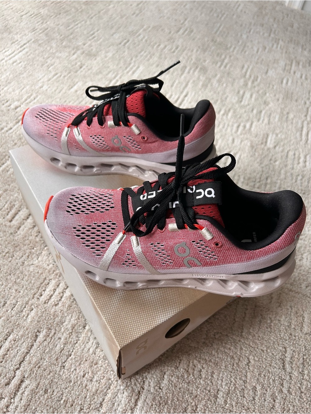 On Running Women's Pink and Black Cloudfoam Athletic Shoes